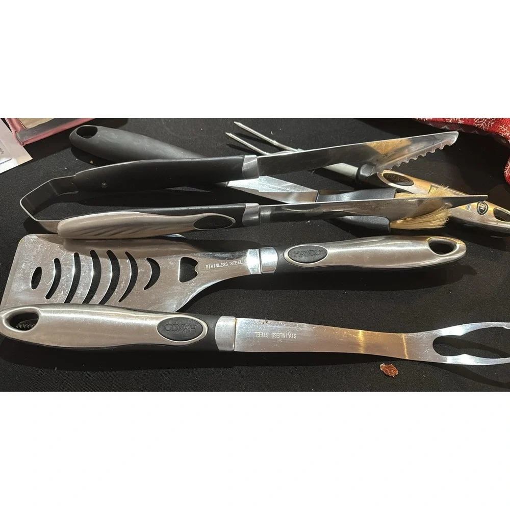 Hayco Stainless Steel BBQ Set Grill Kit 5 Piece Set Black Stainless Steel